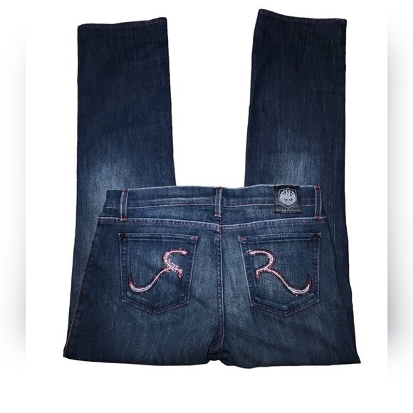 Rock & Republic Stella Dark Wash Low Rise Straight Leg Jeans Women's Size 29 - Picture 4 of 12